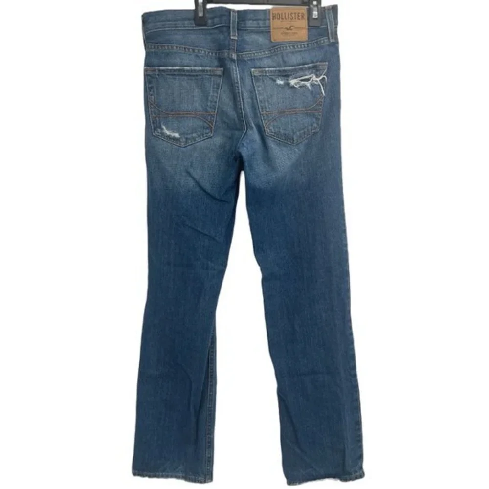 Hollister Men's‎ Size 30x30  Slim Straight Distressed Destroyed Denim Blue Jeans